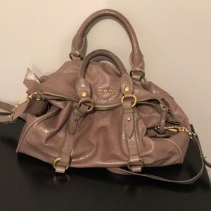 Miu Miu Bow Vitelli Lux Leather Satchel